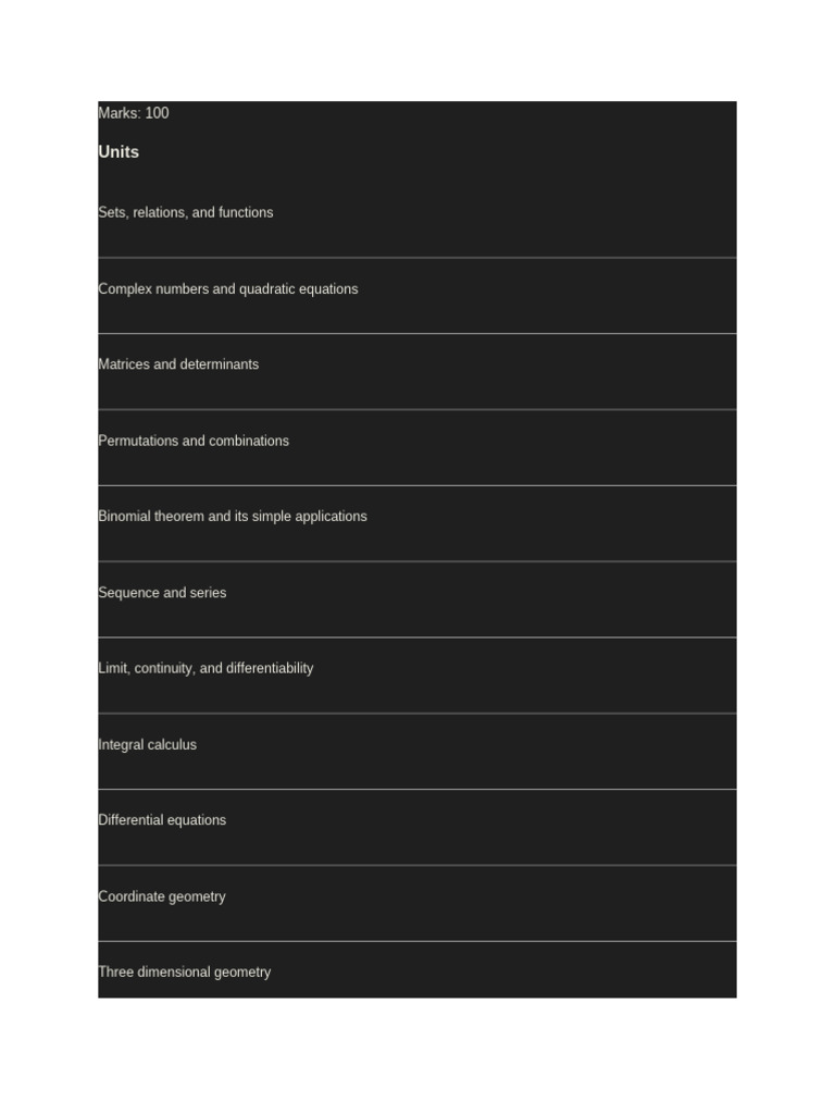 JEE Advanced Mathematics Topics | PDF