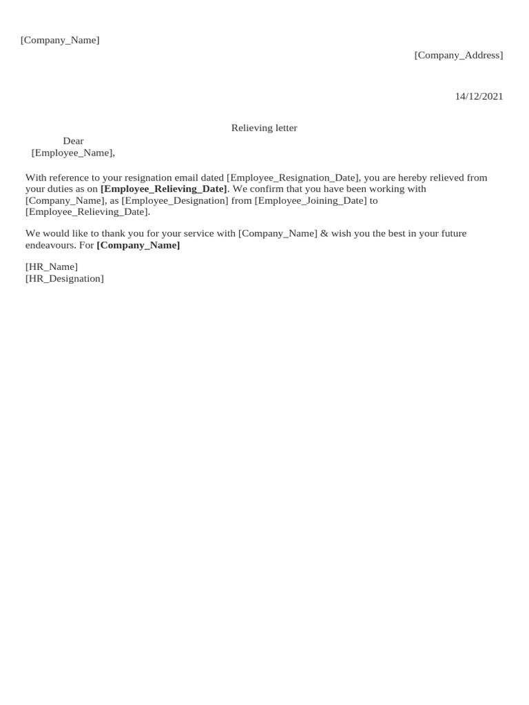 Employeename Relieving Letter Converted 1 | PDF