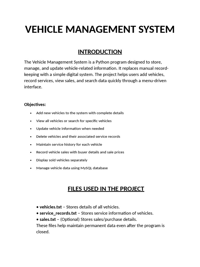 Python Vehicle Management System | PDF | Databases | My Sql