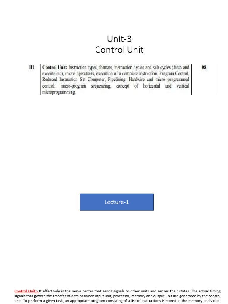 Control Unit and Instruction Formats | PDF | Random Access Memory ...