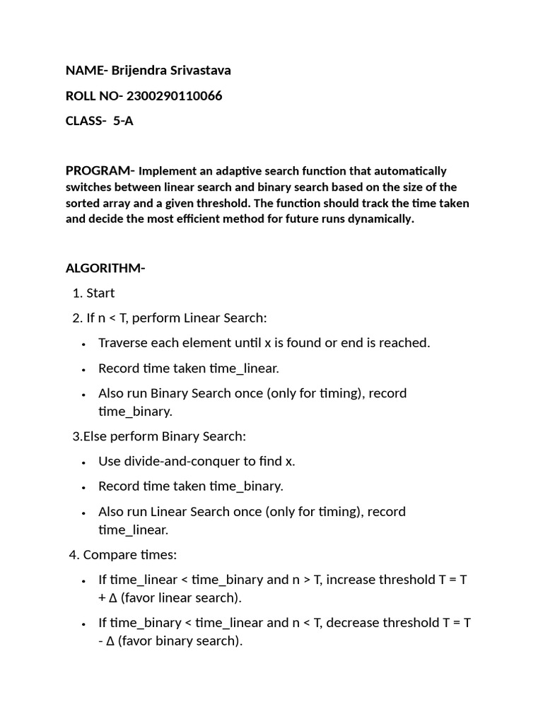 Adaptive Search Function Algorithm | PDF | Algorithms And Data ...