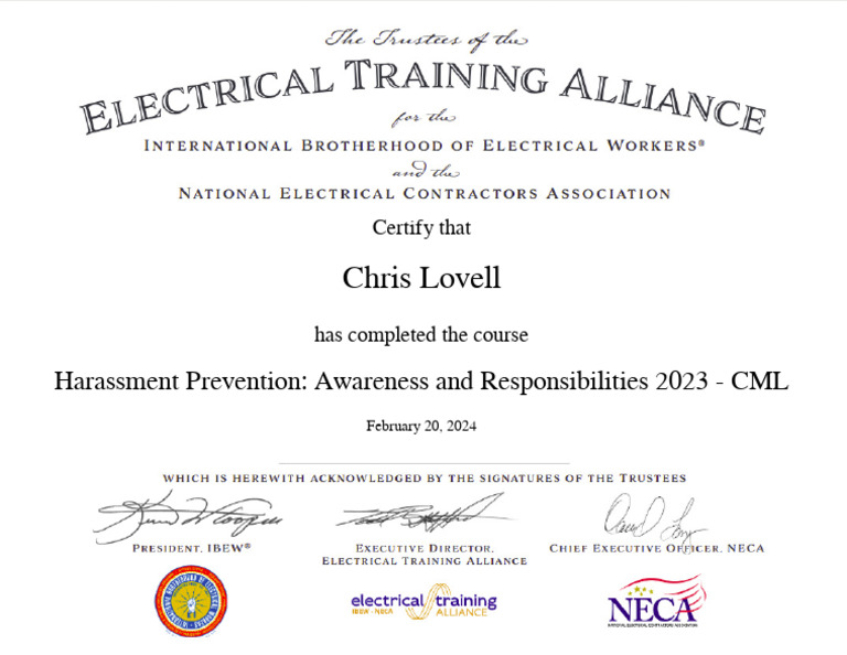 Harassment Prevention Course Completion | PDF