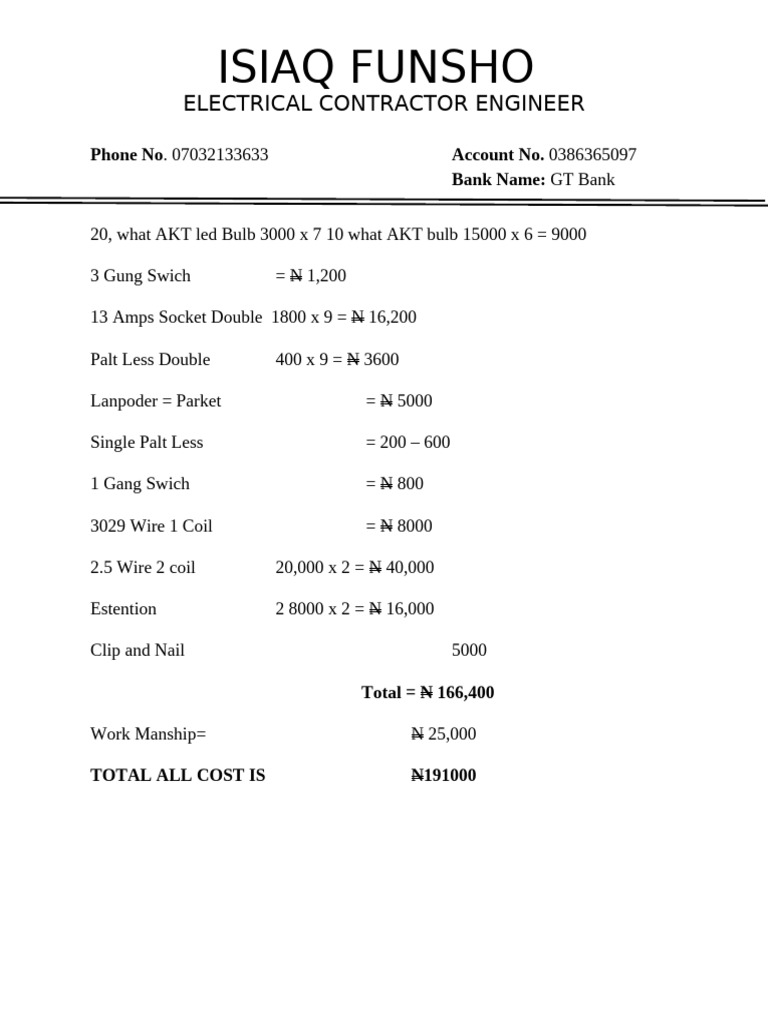 Electrical Contractor Engineer_034118 | PDF