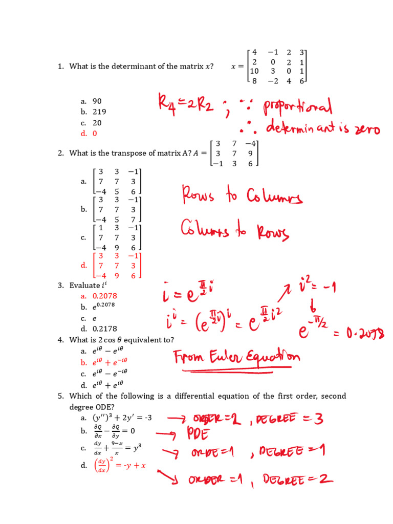 Matrix Determinants and Differential Equations | PDF | Circle | Area