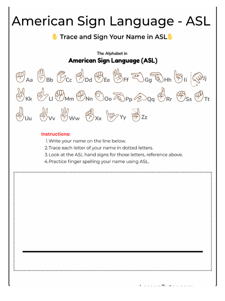 ASL Practice Worksheet 1 | PDF