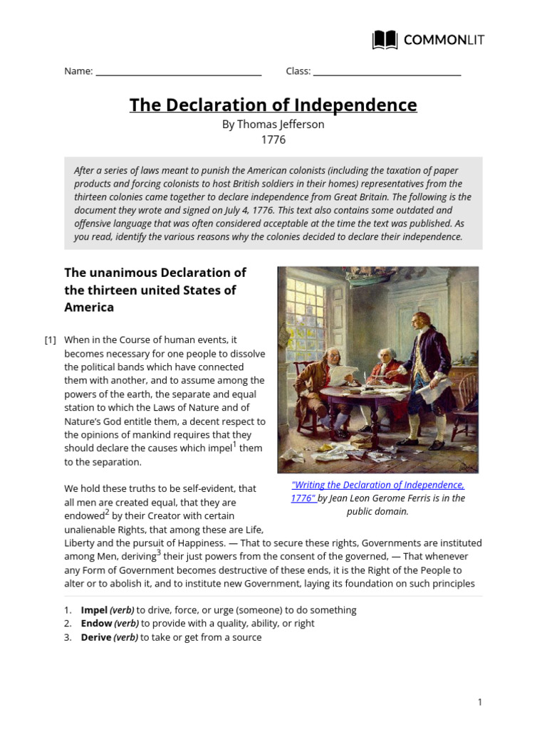The Declaration of Independence-student Copy | PDF | United States ...