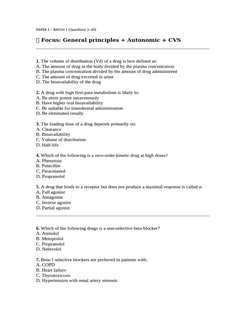 Pharmacology Papers 1 &2 | PDF | Pharmacology | Drugs