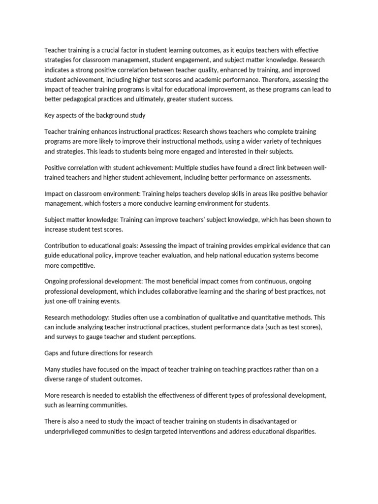 Impact of Teacher Training on Student Success | PDF | Teachers ...