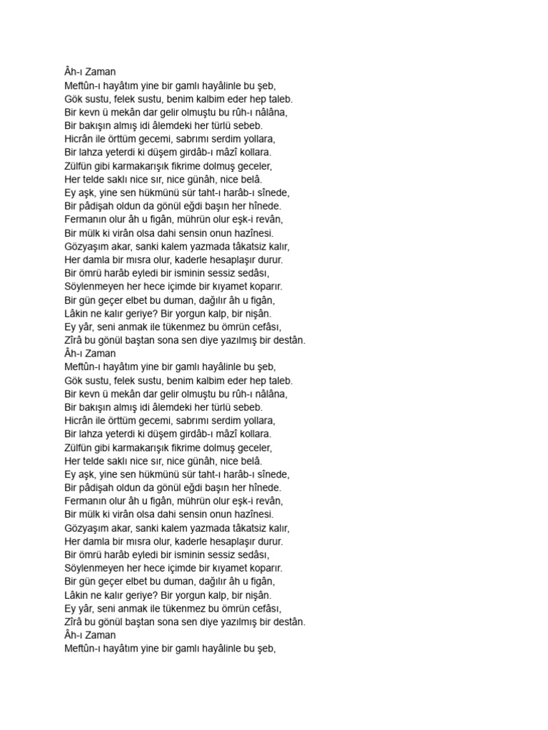 Osmanlıca Türkçesi Șiir Edebi Bir Dilde Ağır. Bir Ölçüde | PDF