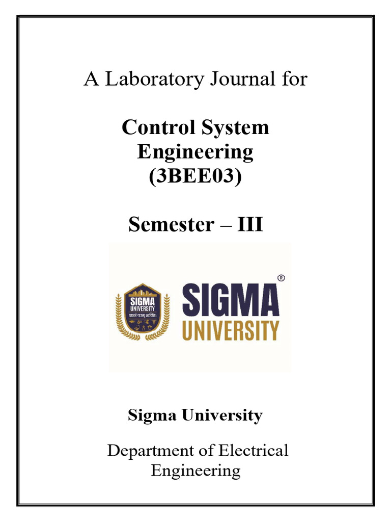 Control System Engg. Lab | PDF | Feedback | Control Theory