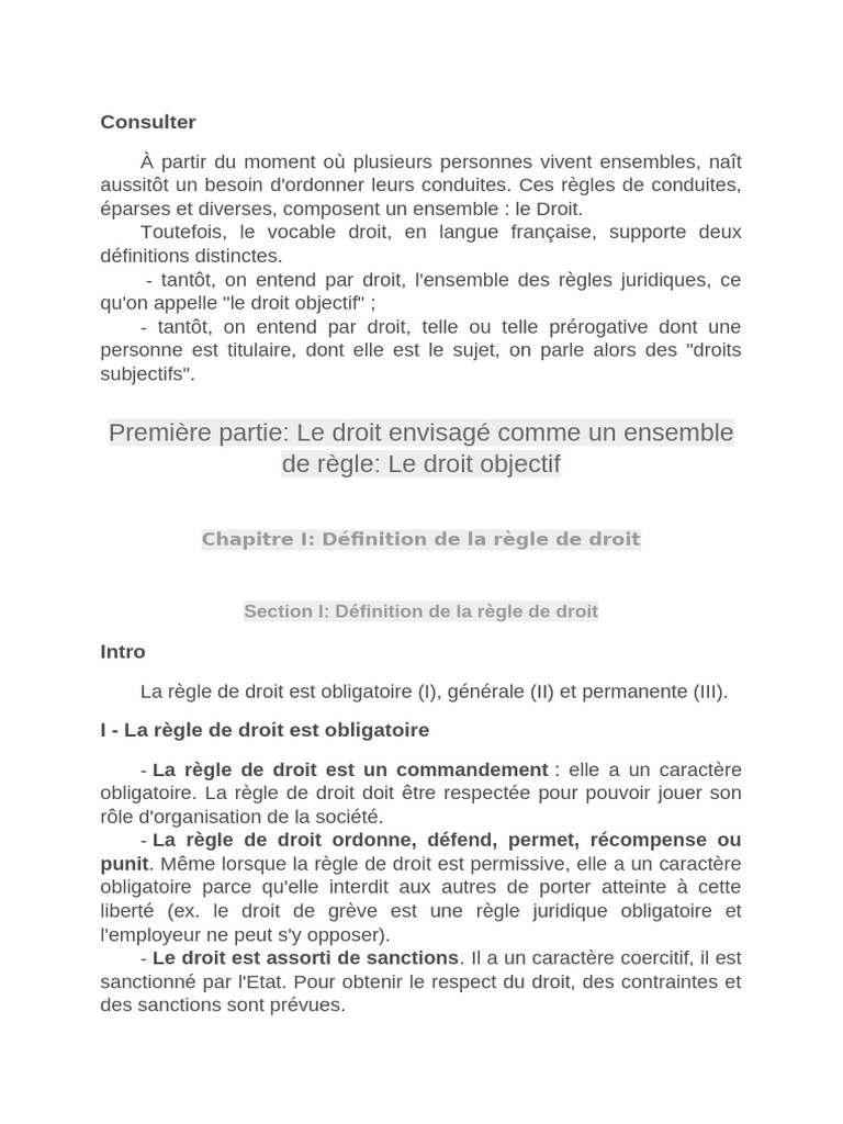 Comprendre le droit objectif et ses règles | PDF | Loi | Loi criminelle