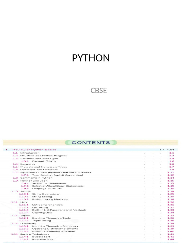 Python Programming Overview and Features | PDF | Control Flow | Python ...