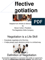 Effective Negotiation: Adapted From Articles & Advice Columns by Steven Cohen, President, The Negotiation Skills Company