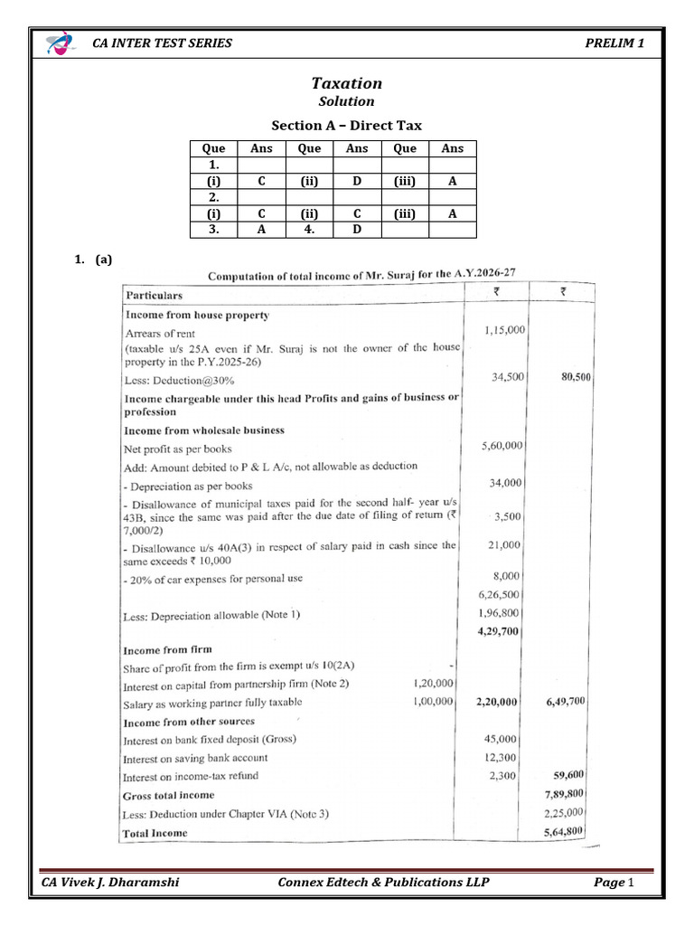 Test 33 - Tax Prelim Solution | PDF