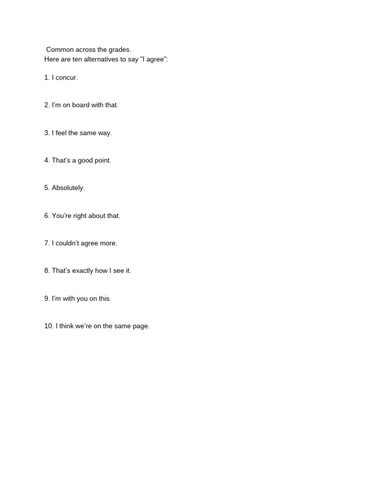 10 Ways to Say "I Agree" | PDF