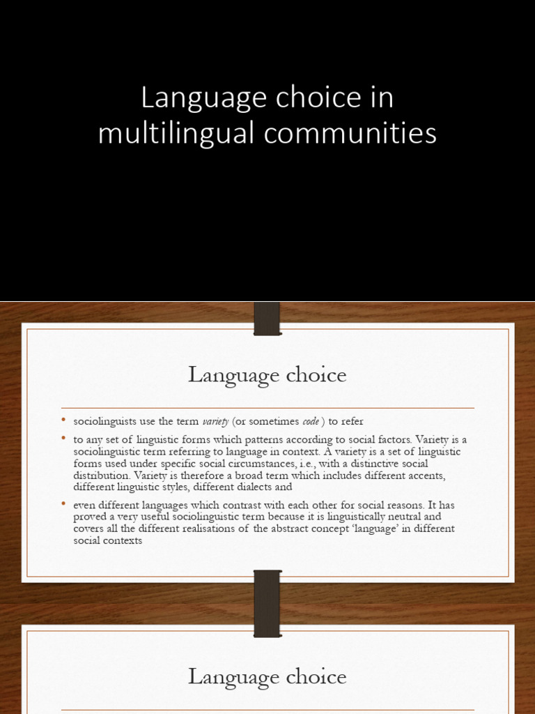 Language Choice in Multilingual Contexts | PDF