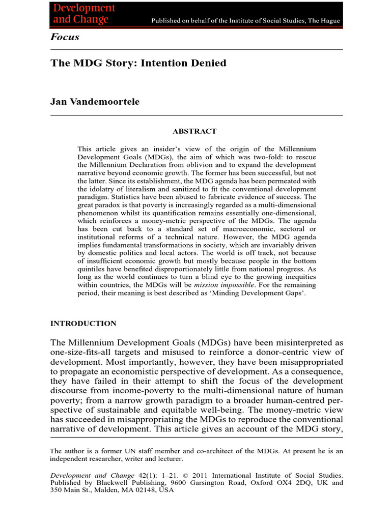 Essential Reading - MDG Story | PDF | Millennium Development Goals ...