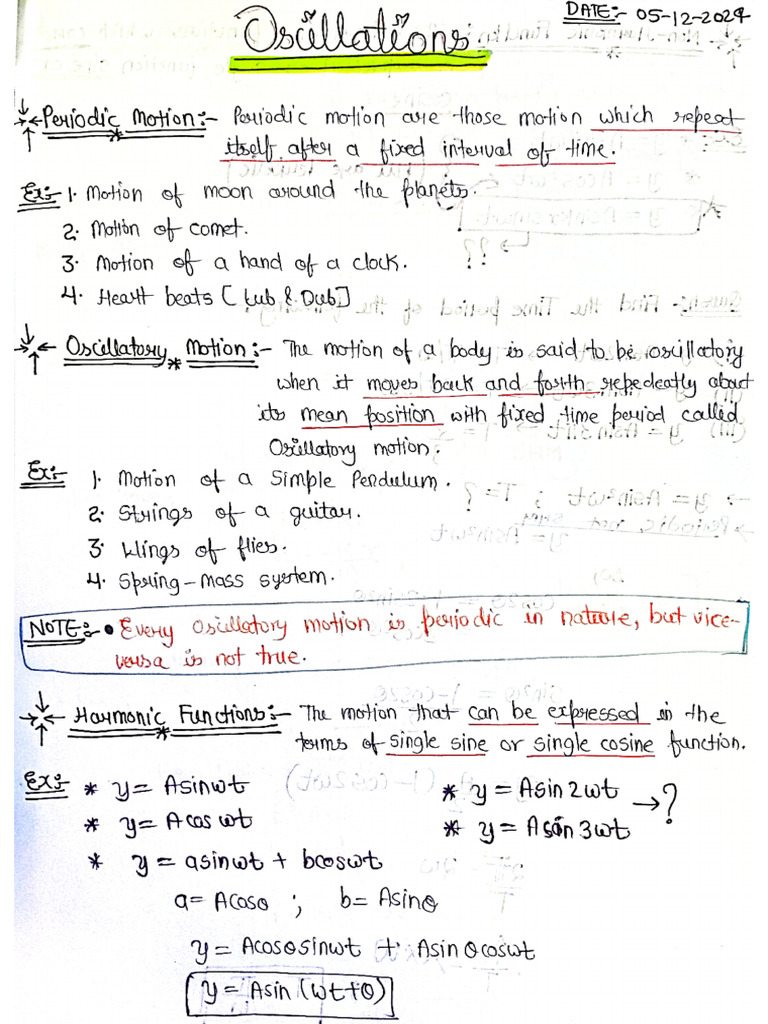 Oscillation Waves SHM Notes Physics - Pdfs | PDF