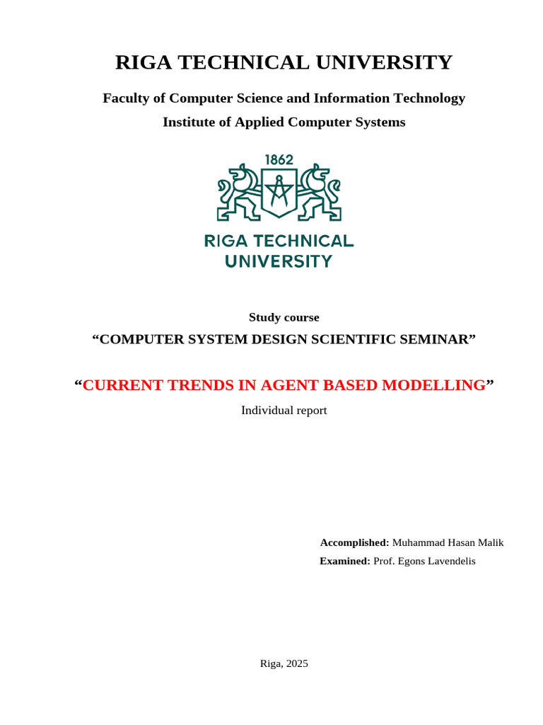 Current Trends in Agent-Based Modelling | PDF | Agent Based Model ...