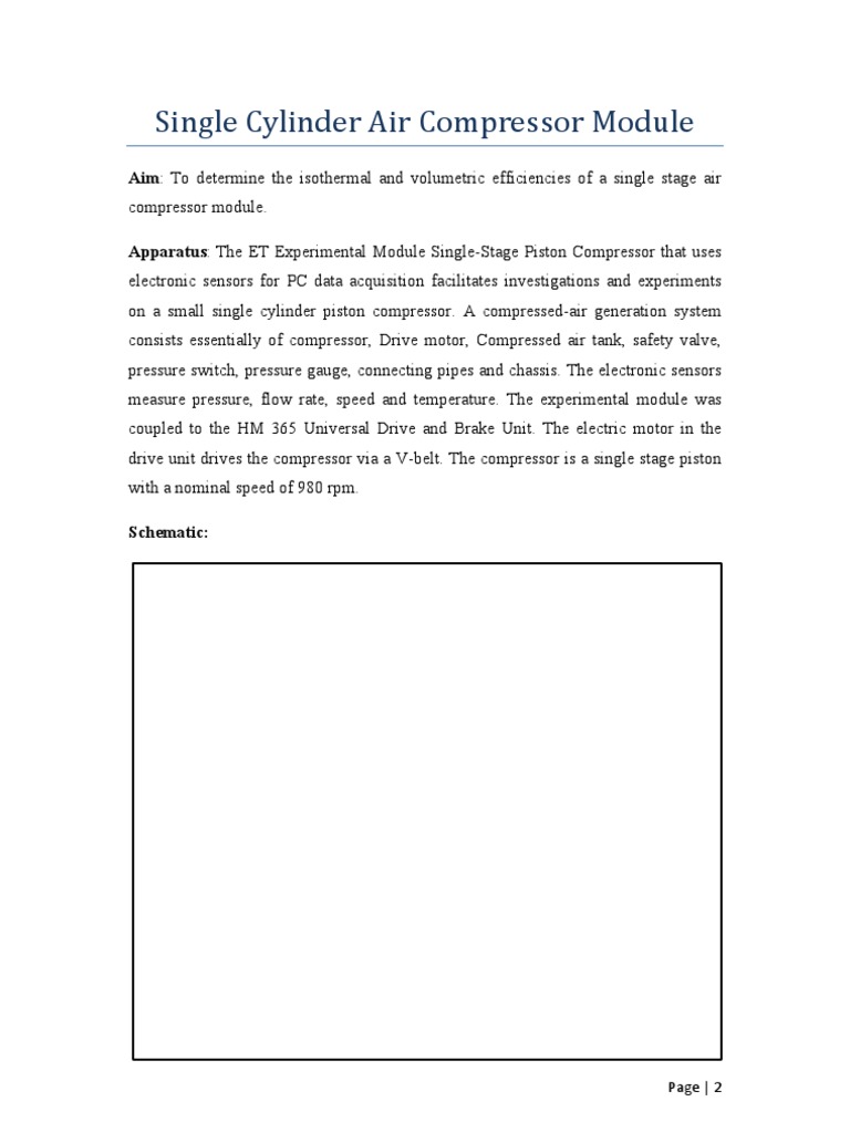 Single Cylinder Air Compressor Efficiency | PDF | Gas Compressor | Engines