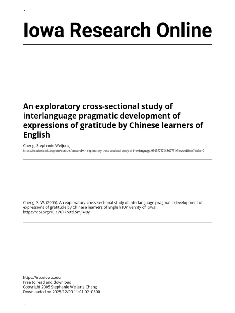 An Exploratory Cross-Sectional Study of Interlanguage Pragmatic D | PDF ...