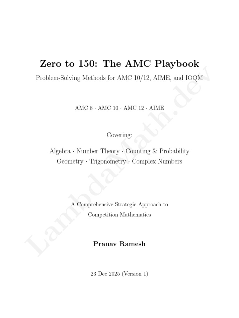 AMC Competition Math Playbook | PDF | Trigonometric Functions | Circle
