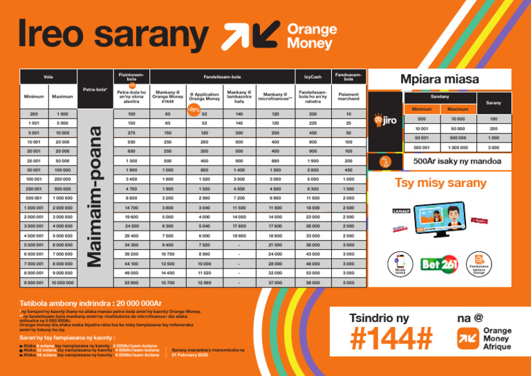 HD Anciens Tarifs Orange Money Maj 1 A4 0225 | PDF
