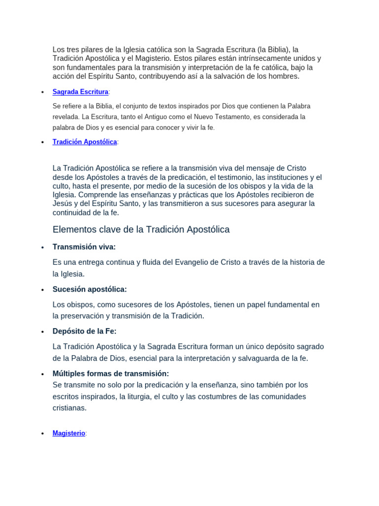 Tres Pilares de la Fe Católica | PDF | Cristo (título) | Biblia