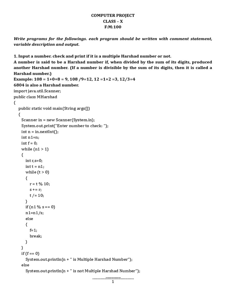 COMPUTER PROJECT-X - 2025 (Vincent) With Program | PDF | Integer ...