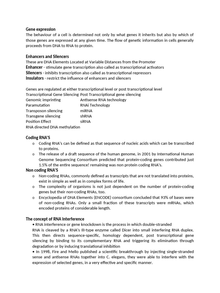 Gene Expression | PDF | Small Interfering Rna | Rna