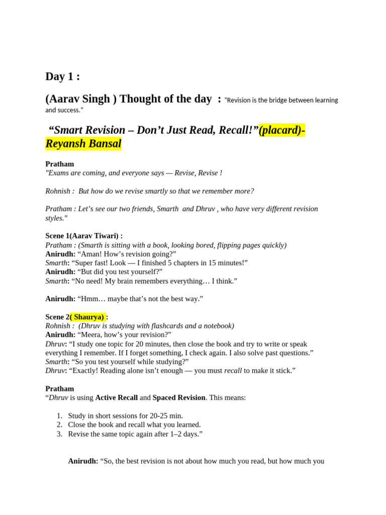 Day 1 | PDF | Cognitive Psychology | Mental Processes