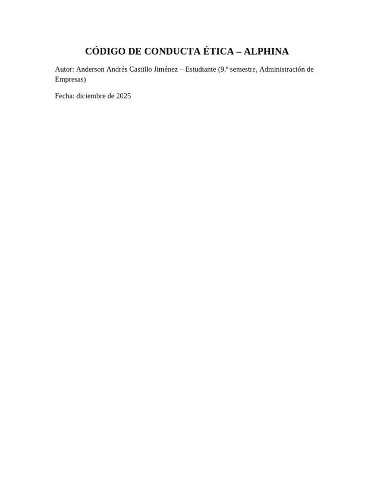 Código de Conducta Ética de Alphina | PDF | Corrupción política ...