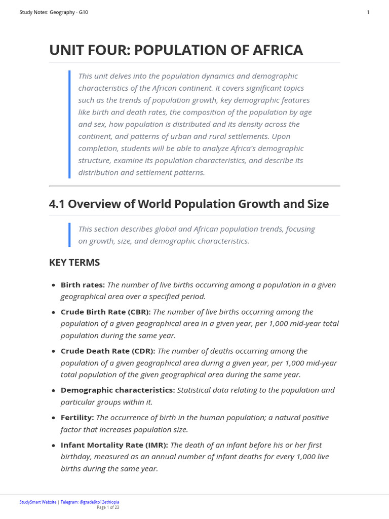 Africa's Population Dynamics Overview | PDF | Total Fertility Rate ...