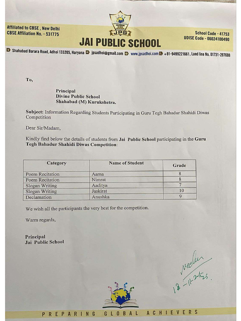 Jai Public School | PDF