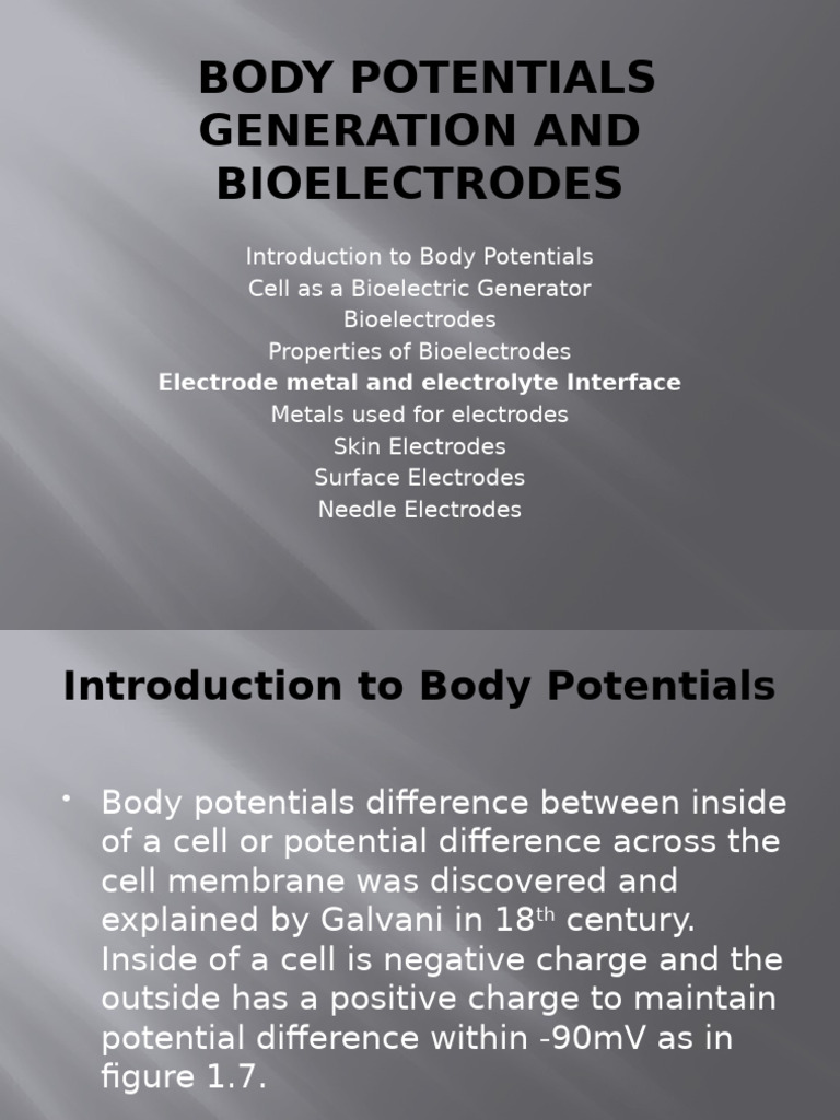Body Potentials and Bioelectrodes Guide | PDF | Action Potential ...