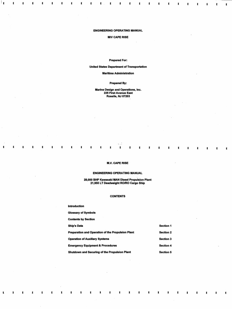 OCR 0 MV Cape Rise Engineers Operating Manual EOM | PDF | Valve | Engines
