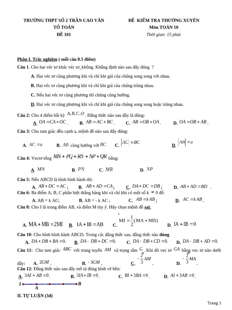 2 de KT Hinh 10 Chuong 1 Co Dap An 1 | PDF