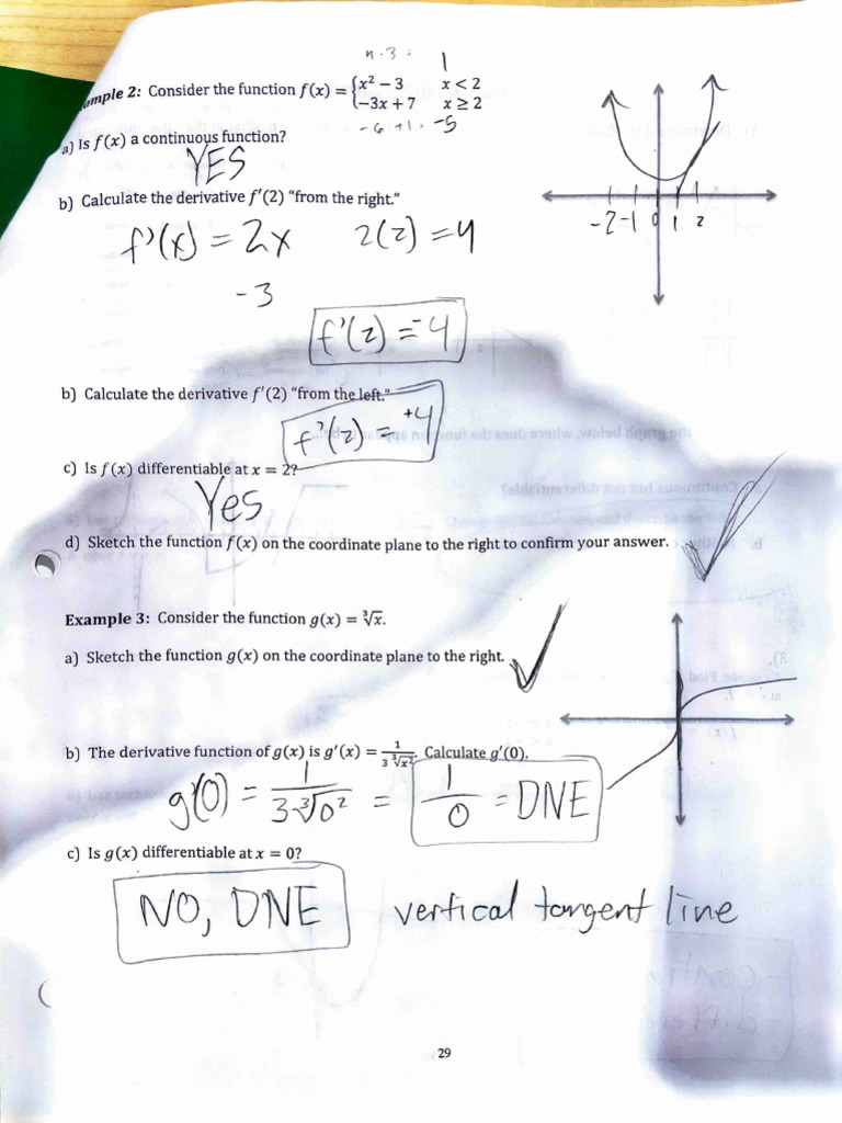 Analyzing Function Continuity and Derivatives | PDF
