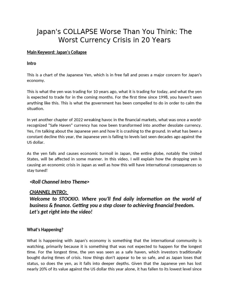 Japan's Yen Crisis: Economic Collapse Explained | PDF | Japanese Yen ...