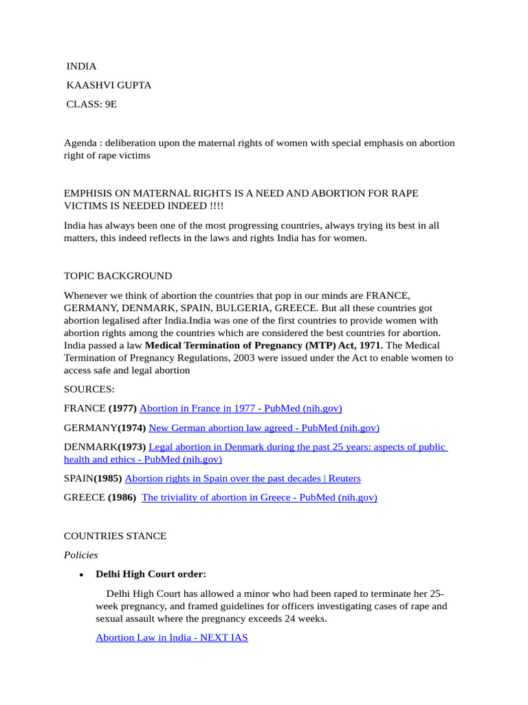 Mun Position Paper | PDF | Abortion | Pregnancy