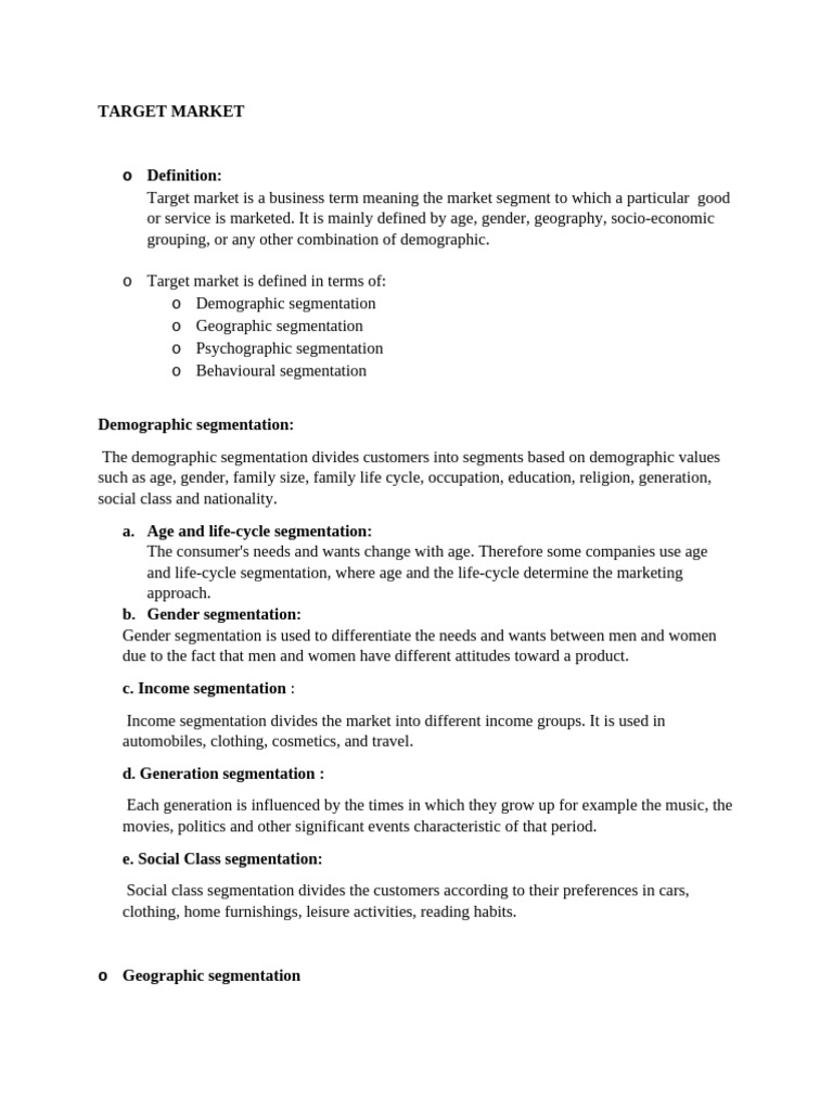 Target Market & Consumer Behavior | PDF | Market Segmentation | Marketing