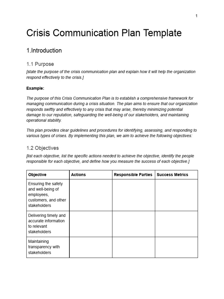 Crisis Communication Plan Template | PDF | Crisis Management | Risk