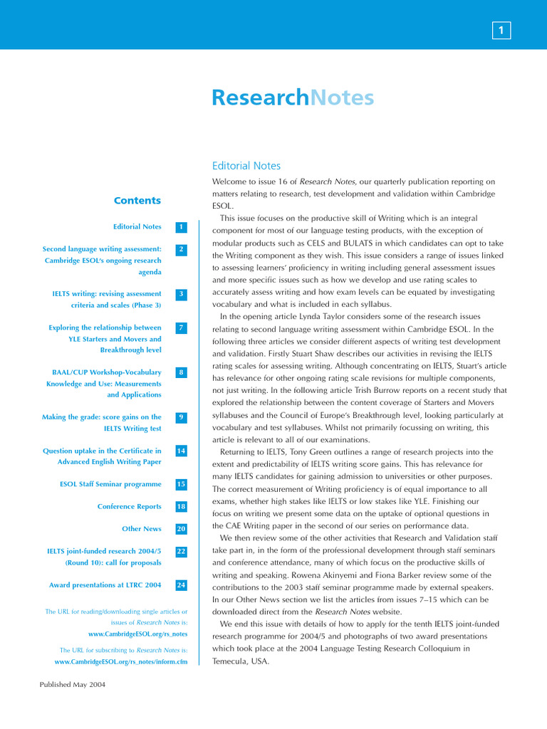Research Notes 16 | PDF | English As A Second Or Foreign Language ...