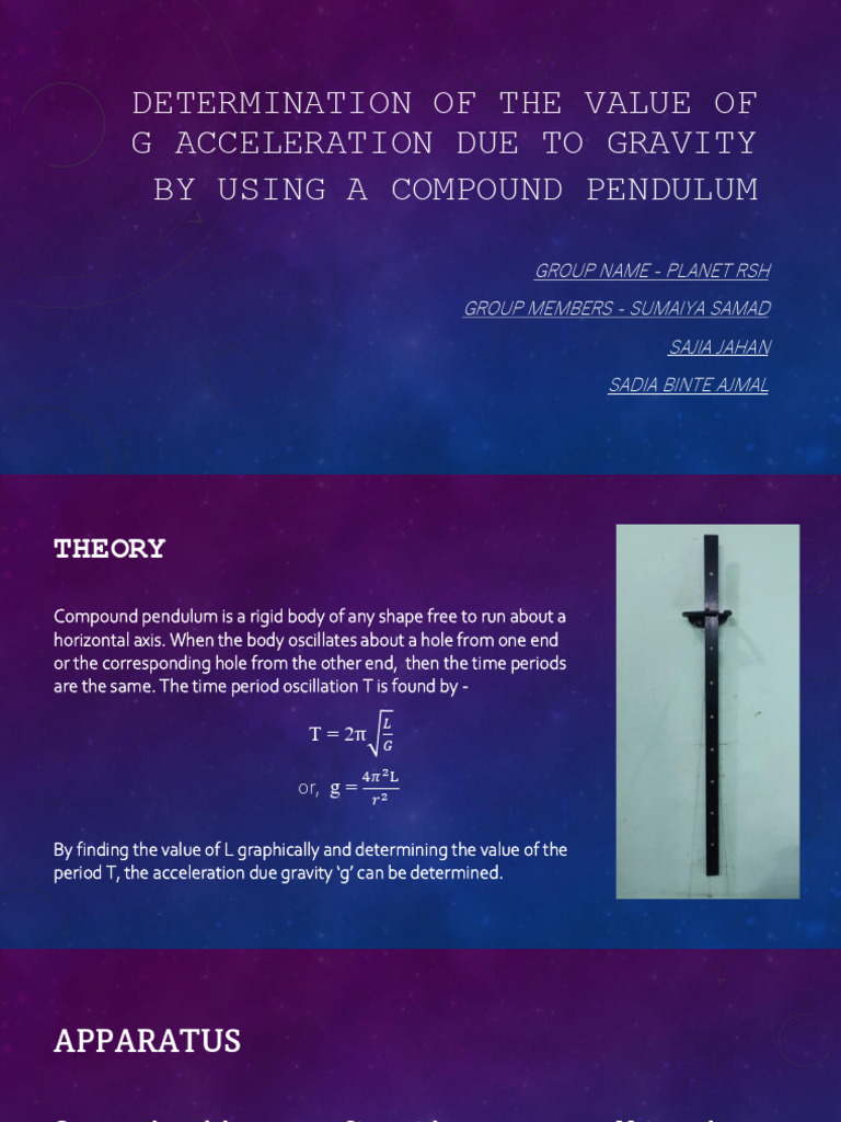 Measure Gravity Using Compound Pendulum | PDF | Pendulum | Mechanical ...