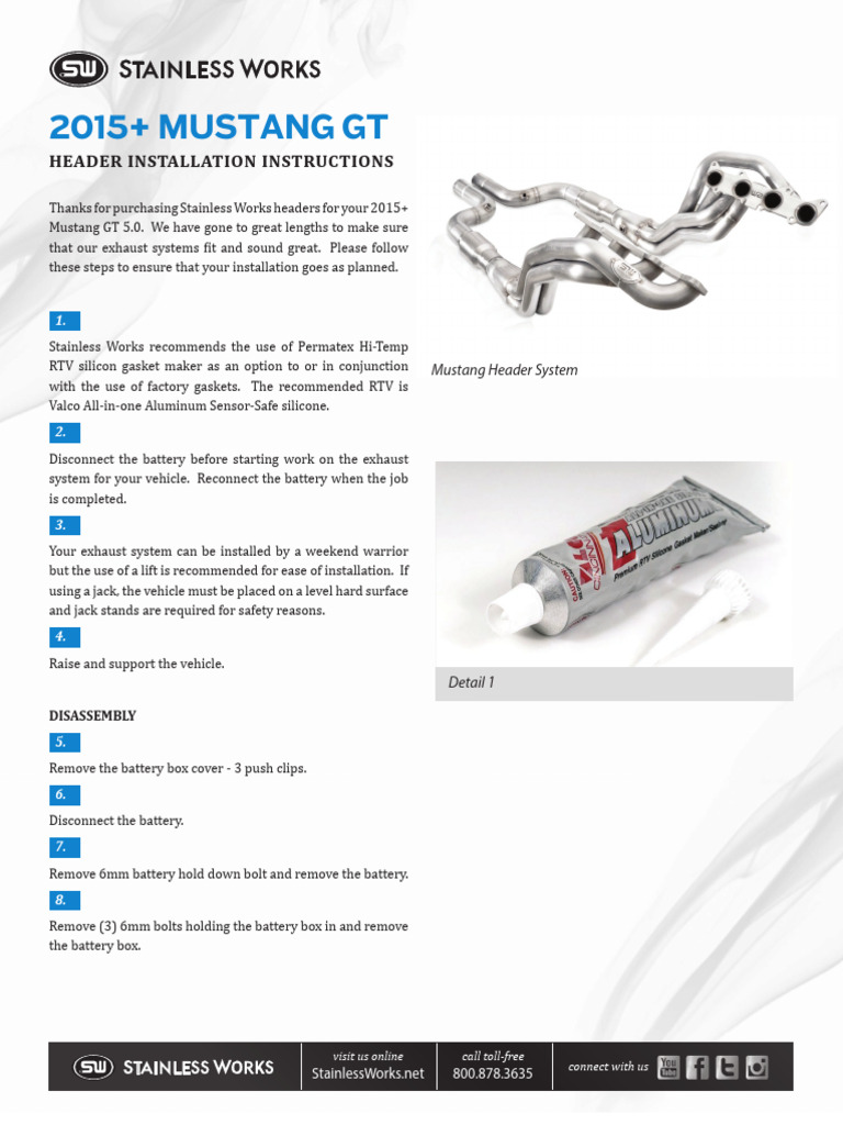 2015+ Mustang GT Header Install Guide | PDF | Car Body Styles | Car