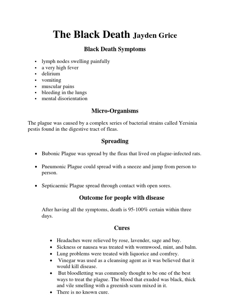Black Death: Symptoms, Spread, and Remedies | PDF
