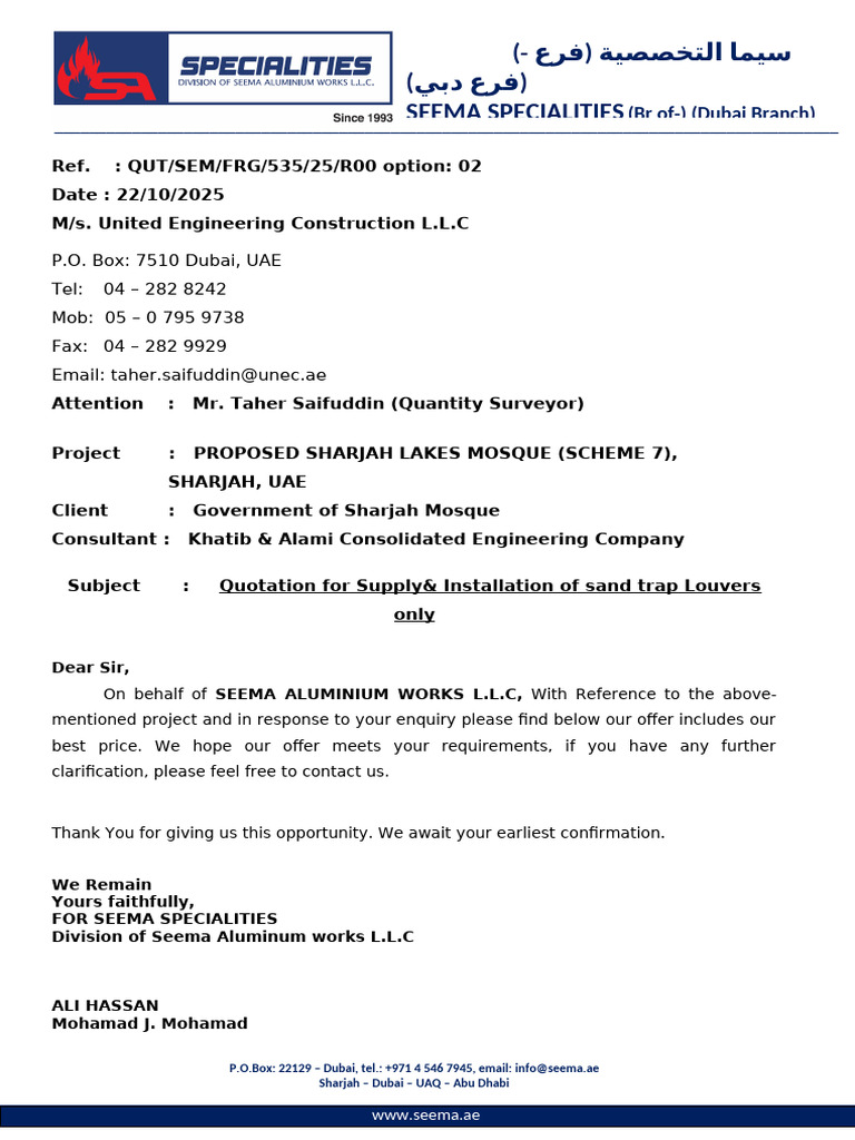 Qut Sem Frg 535 25 r00 Option 2 | PDF | United Arab Emirates