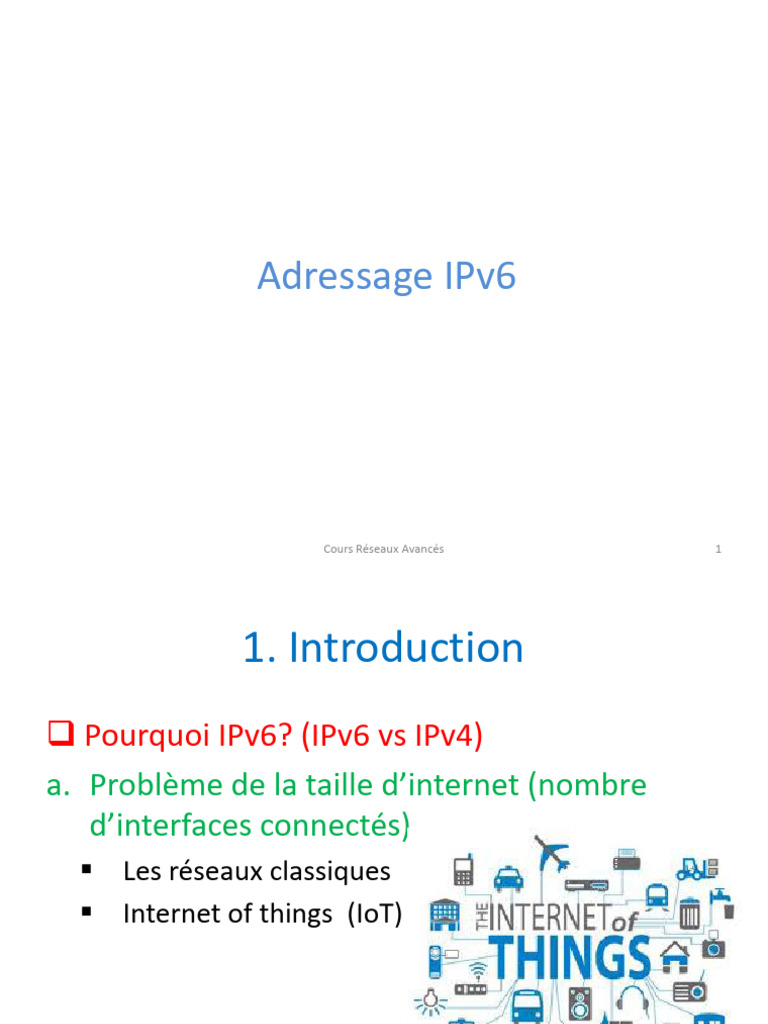 Introduction à l'Adressage IPv6 | PDF | I Pv6 | Adresse IP