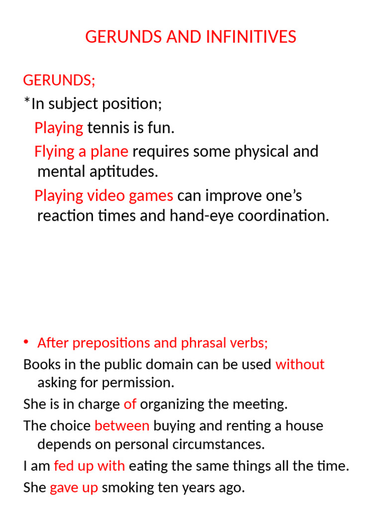 Understanding Gerunds and Infinitives | PDF | English Grammar ...
