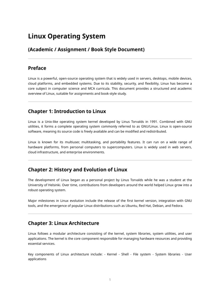 Linux Operating System – Academic Document | PDF | Linux | Operating System